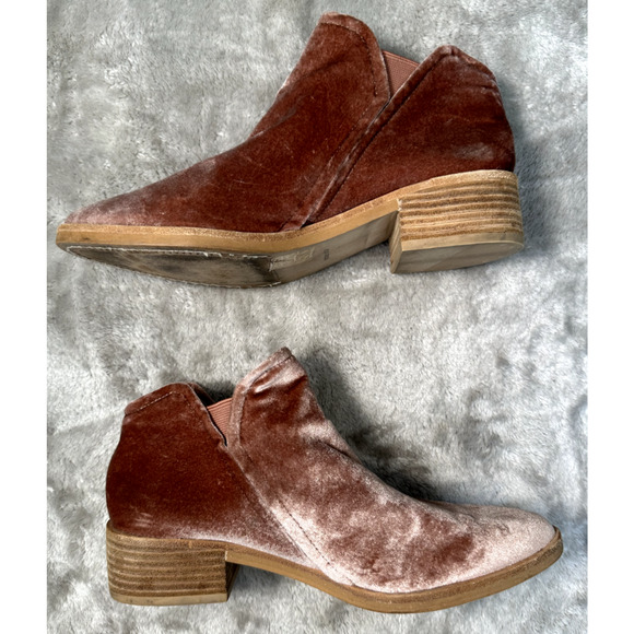 Dolce Vita Mauve Pink Blush Velvet Ankle Boots Booties Womens Size 8 Boho - Picture 3 of 7